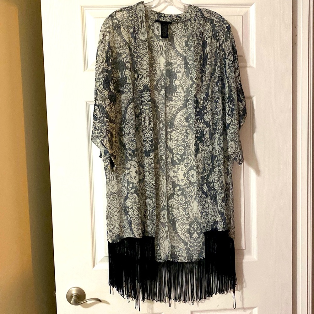 Steve Madden Fringed Kimono-esque Duster